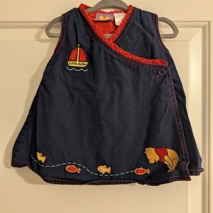 Vintage Y2K Disney Winnie‎ The Pooh Navy Nautical Embroidered Dress